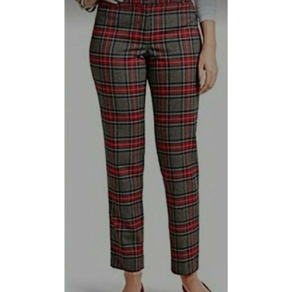 ELLE Cigarette Pants Plum Checkered Minimalist European Elegance Sz M NWOT - Picture 2 of 10